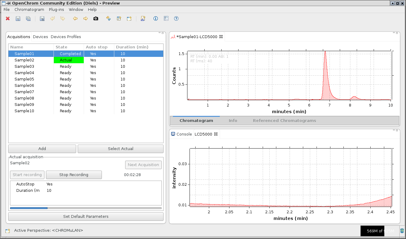 OpenChrom Running Data Acquisition from uLAN Connected Devices